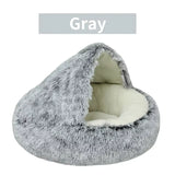 Cama donut de felpa para gatos y perros pequeños — cálida y acogedora en invierno
