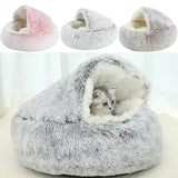 Cama donut de felpa para gatos y perros pequeños — cálida y acogedora en invierno