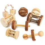 Set de Juguetes de Madera Natural para Roedores – Mordedores, Campanas y Ruedas para Hámster, Cobaya y Conejo