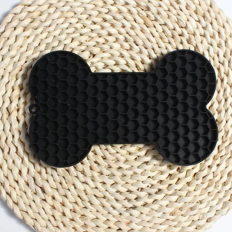 Alfombrilla lame-lame de silicona para perros — comedero lento en forma de hueso