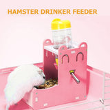 Estación de Agua y Comida para Hámster – Bebedero y Comedero Automático de Madera Ecológica