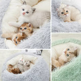 Cama donut de felpa para gatos y perros pequeños — cálida y acogedora en invierno