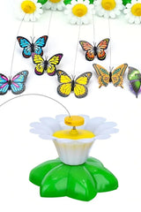 Juguete interactivo mariposa giratoria para gatos — movimiento automático con pila