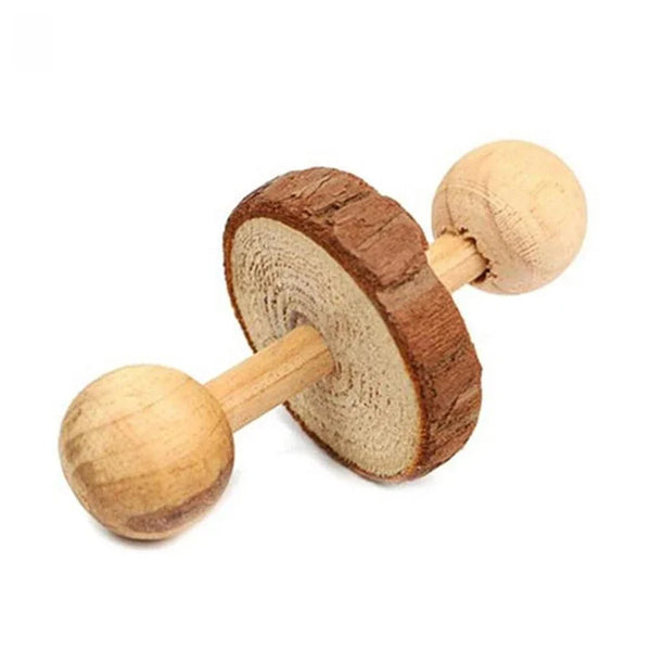 Set de Juguetes de Madera Natural para Roedores – Mordedores, Campanas y Ruedas para Hámster, Cobaya y Conejo