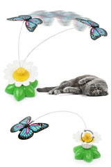 Juguete interactivo mariposa giratoria para gatos — movimiento automático con pila