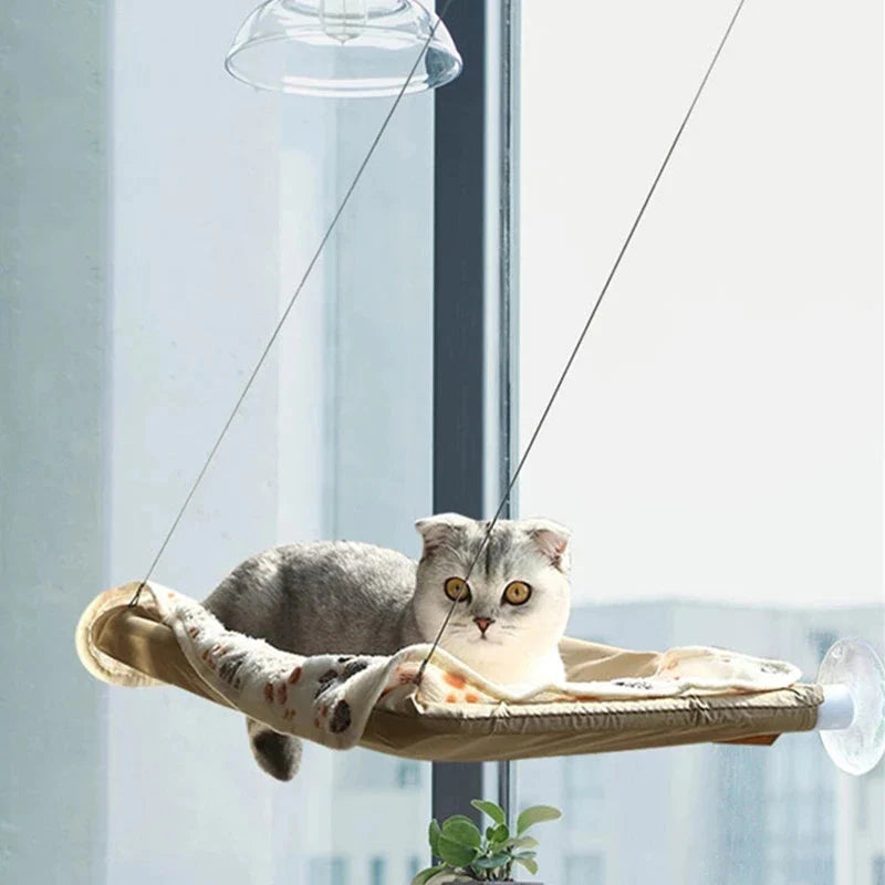 Hamaca de ventana para gatos — cama suspendida con ventosas soporta hasta 20 kg