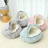 Cama donut de felpa para gatos y perros pequeños — cálida y acogedora en invierno